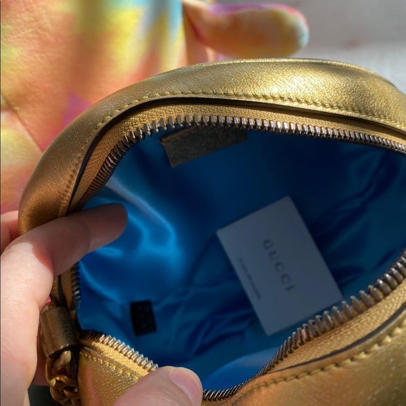 Gucci GG marmont round shoulder bag - gold & pink - Picture 4 of 5